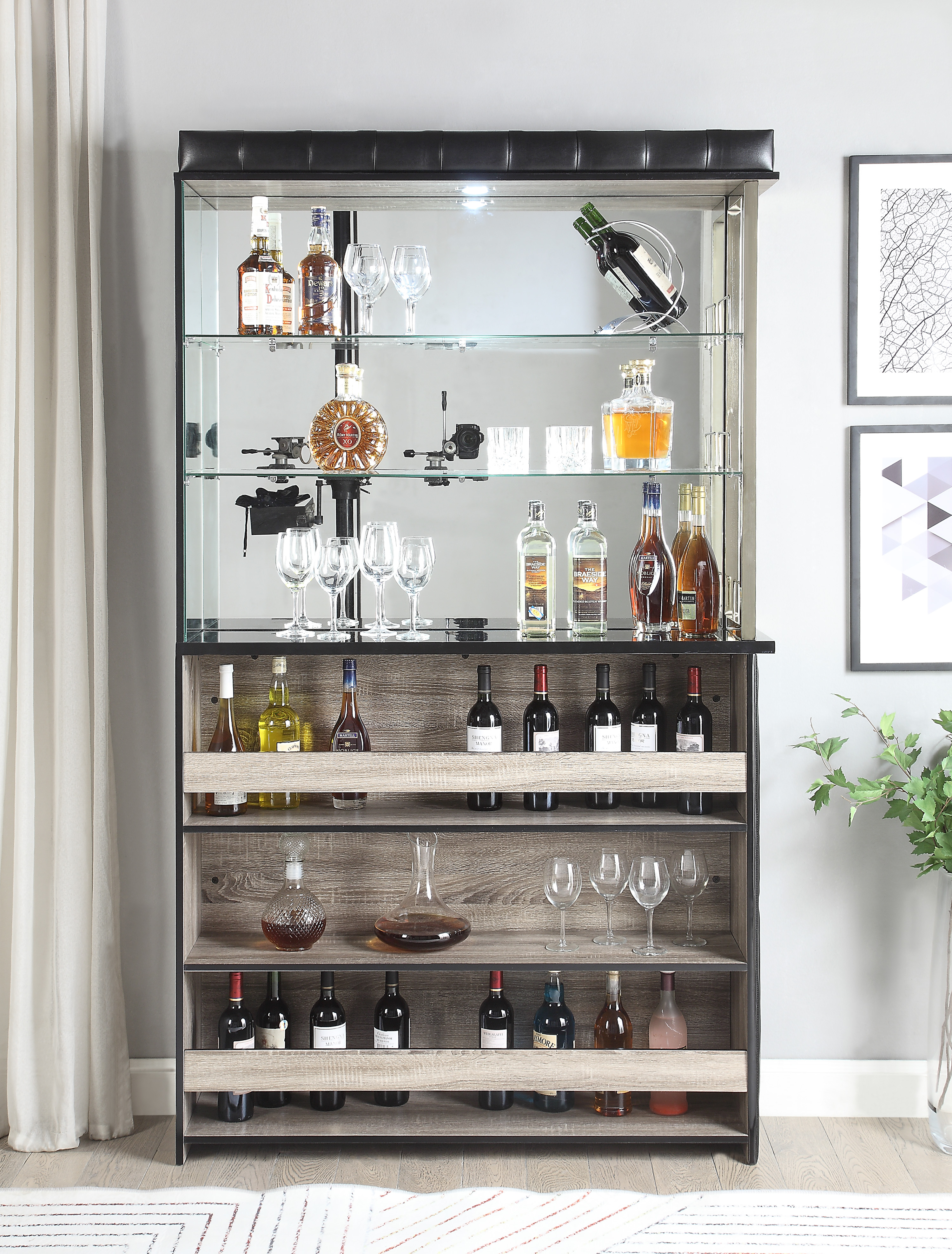 Sigma Contemporary Black Mirror Finish Bar Stand