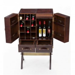 PRESIDENT DARK LEATHER BAR CABINET ON STAND