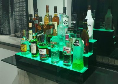 3 Step Lighted Liquor Bottle Display Shelf With LED Color Changing Lights