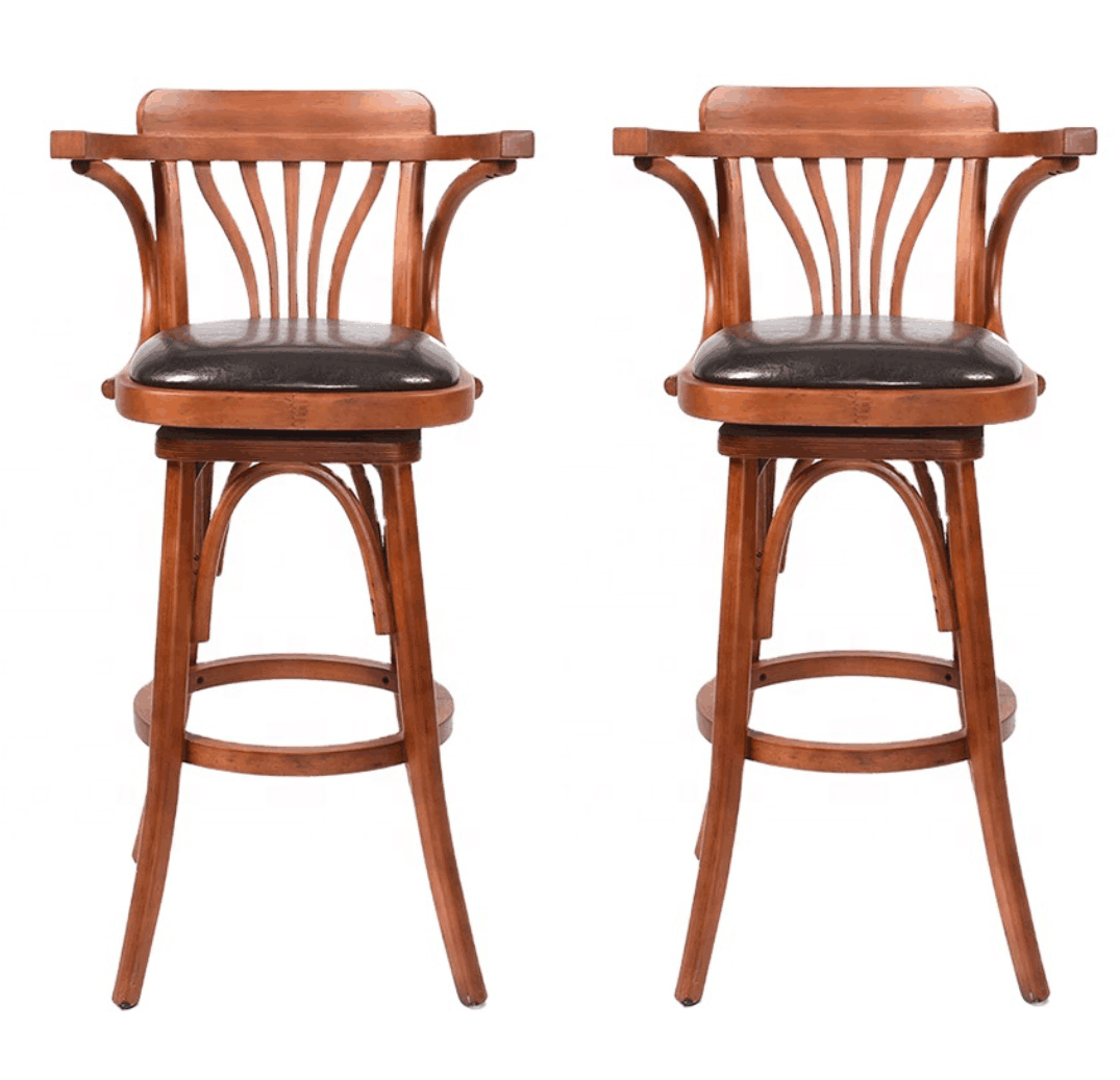 Solid Wood Swivel Bar Stool Set of 2 Home Bars