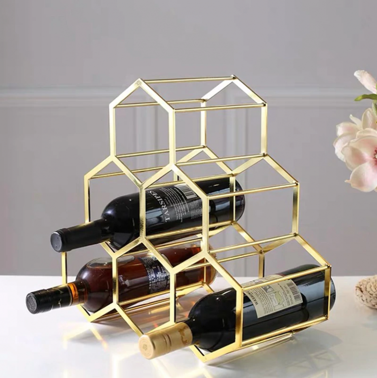 Gold 6 Bottles Wine Holder Home Bars