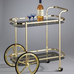 Bar Cart Drinks Trolley Gold with Black Glass