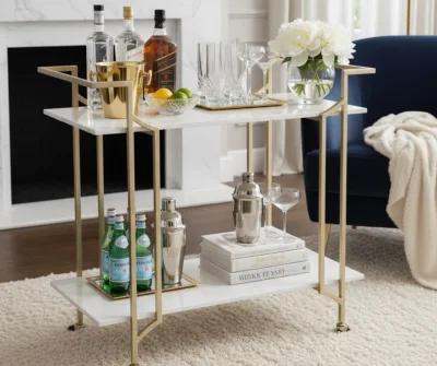 Tartan Marble Bar Cart