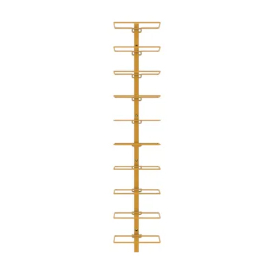 Gold Wine Rack H-Type is designed to hold up to 10 wine bottles, offering a stylish storage solution for wine enthusiasts.