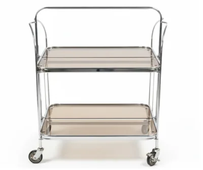Gatsby Bar Cart Foldable Trolley Luxury bar cart trolley with glass shelves for drinks and storage