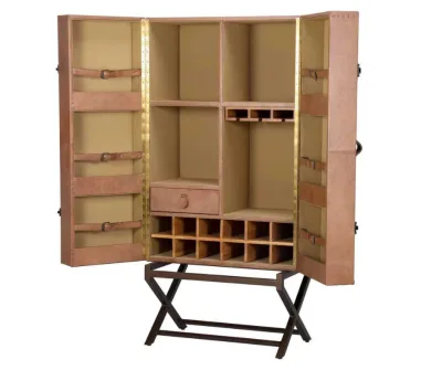 Leather Bar2 Prestige Cross Leather Trunk Bar Cabinet