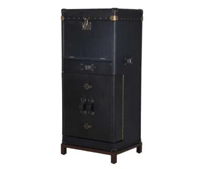 Leather Bar4 Martini Black Leather Bar Trunk