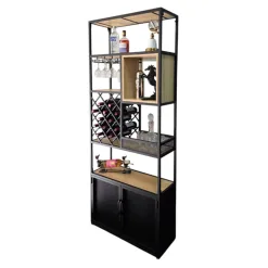 Milan Single Wine Bar Cabinet | Industrial Style Tall Liquor Rack