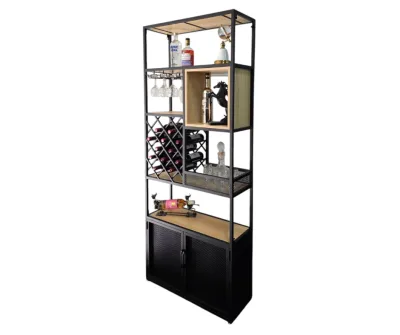 Milan Single Wine Bar Cabinet Milan Single Wine Bar Cabinet | Industrial Style Tall Liquor Rack