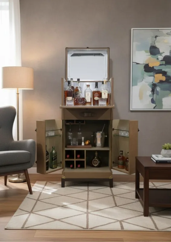 Prestige Martini Leather Bar Cabinet